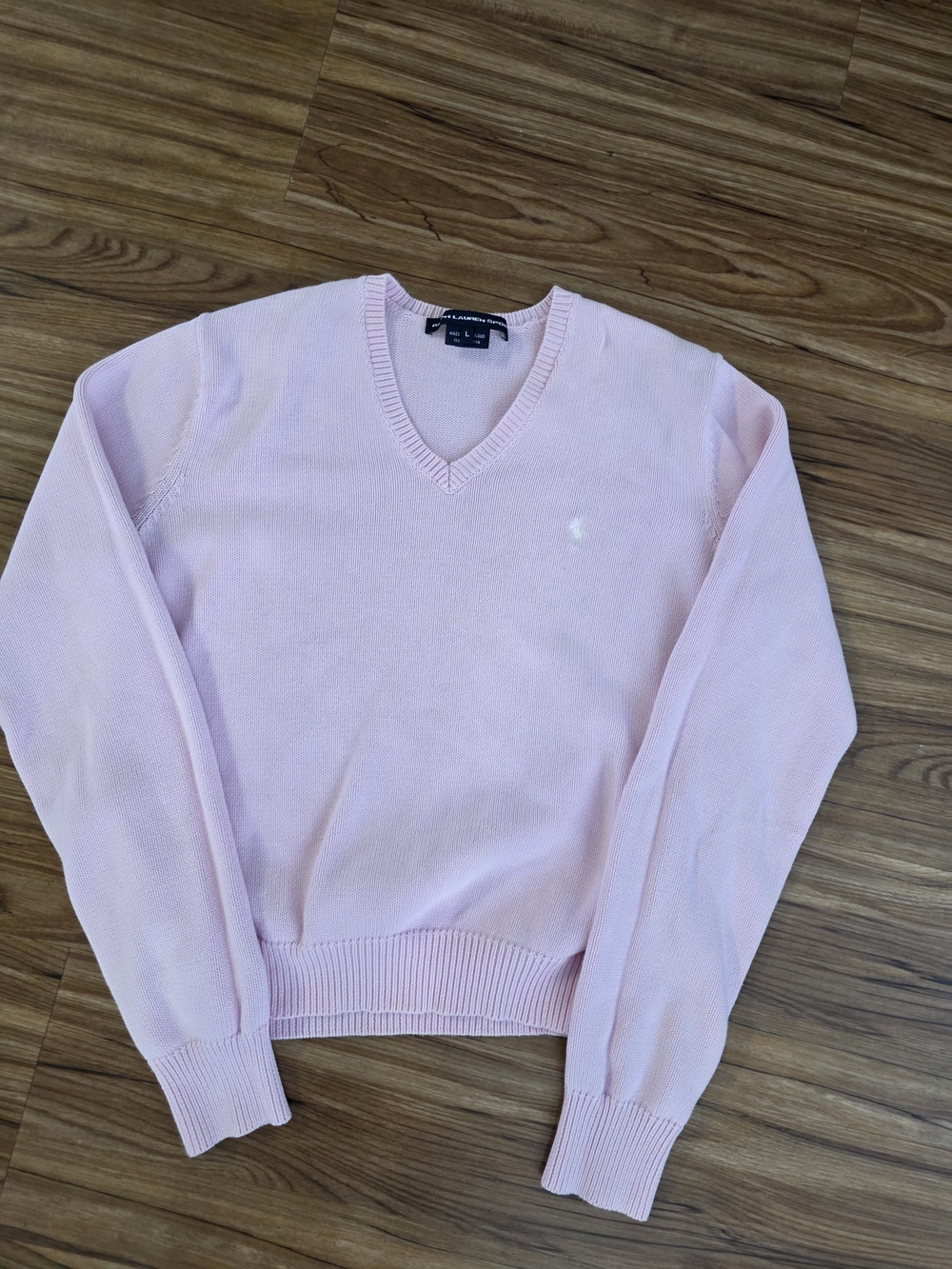 Ralph Lauren Light Pink V-Neck Cotton Sweater - Women's